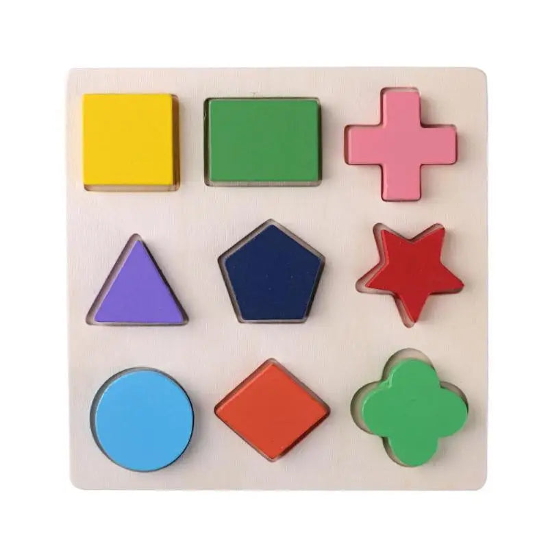 Wooden Geometric Puzzle Montessori Shape Sorting Toy for Kids