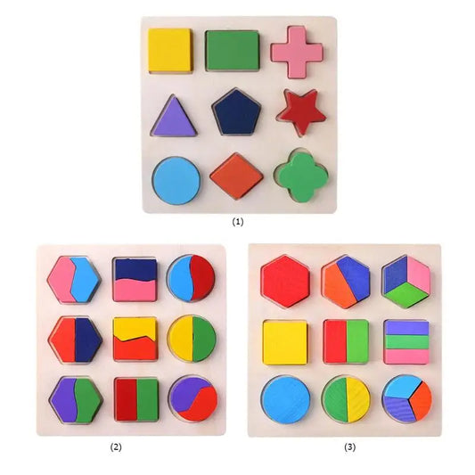 Wooden Geometric Puzzle Montessori Shape Sorting Toy for Kids