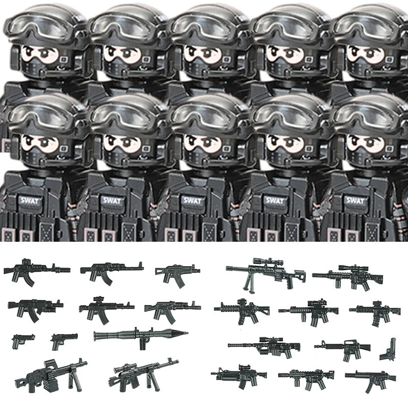 Police Soldier Building Blocks Mini Figures with Accessories