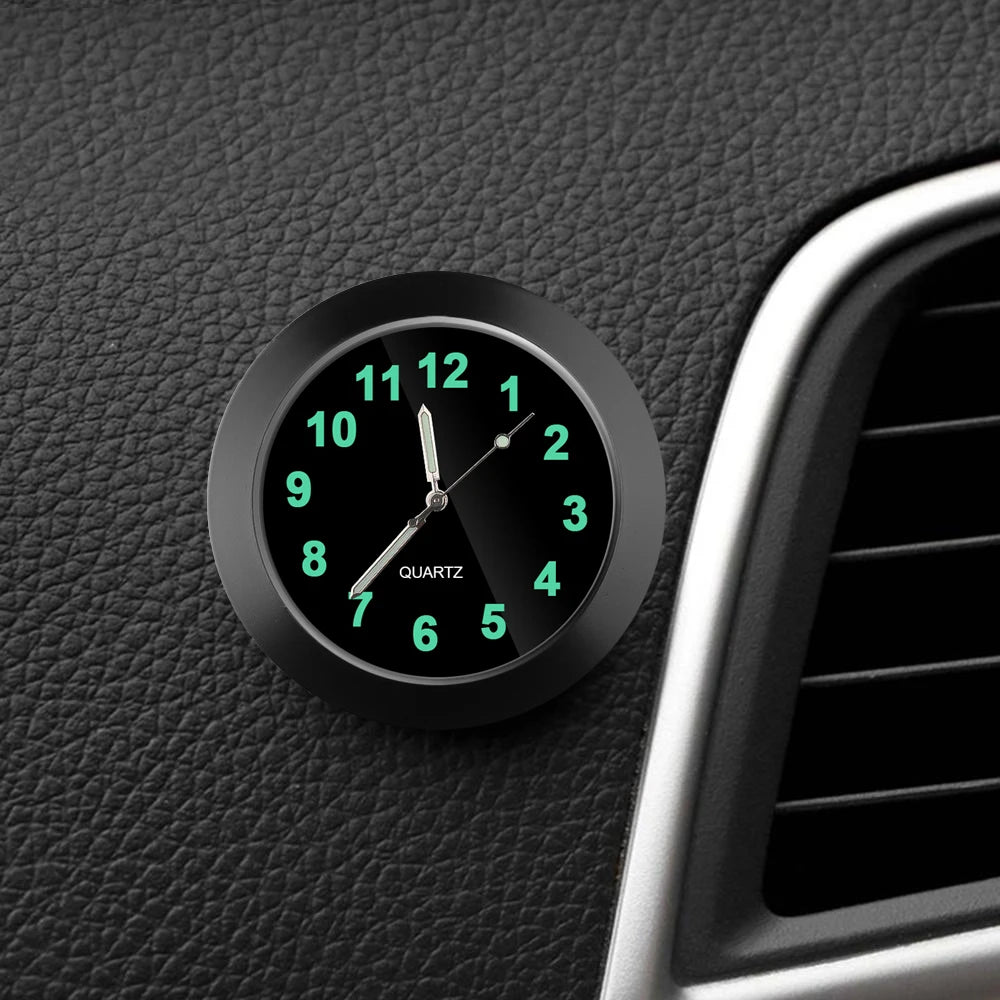 Mini Car Clock – Luminous Quartz Dashboard & Air Vent Clock