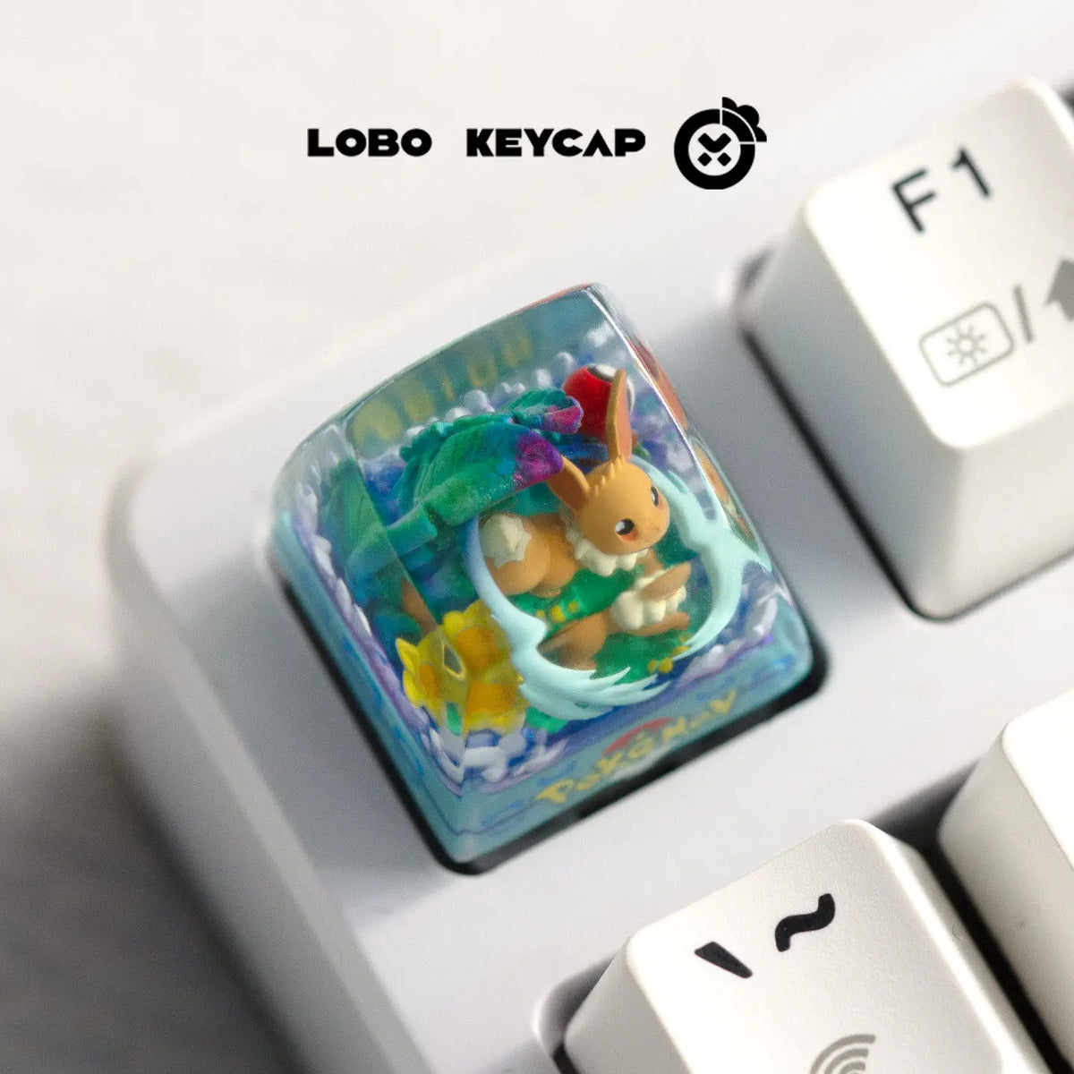 A playful handmade-style keyboard accessory for customizing your desk setup with a cute character-inspired design.