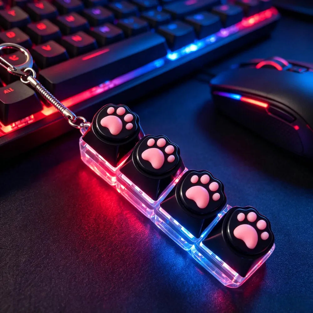 LED Keyboard Keychain Fidget Toy Crystal Clicker Sensory Gadget