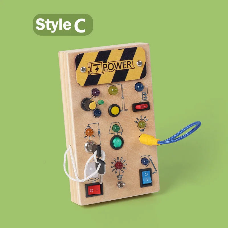 Montessori Busy Board With Switch Control Wooden Toddler Toys Sensory Travel Activities Toys For Kids Puzzle Early Learning Toys