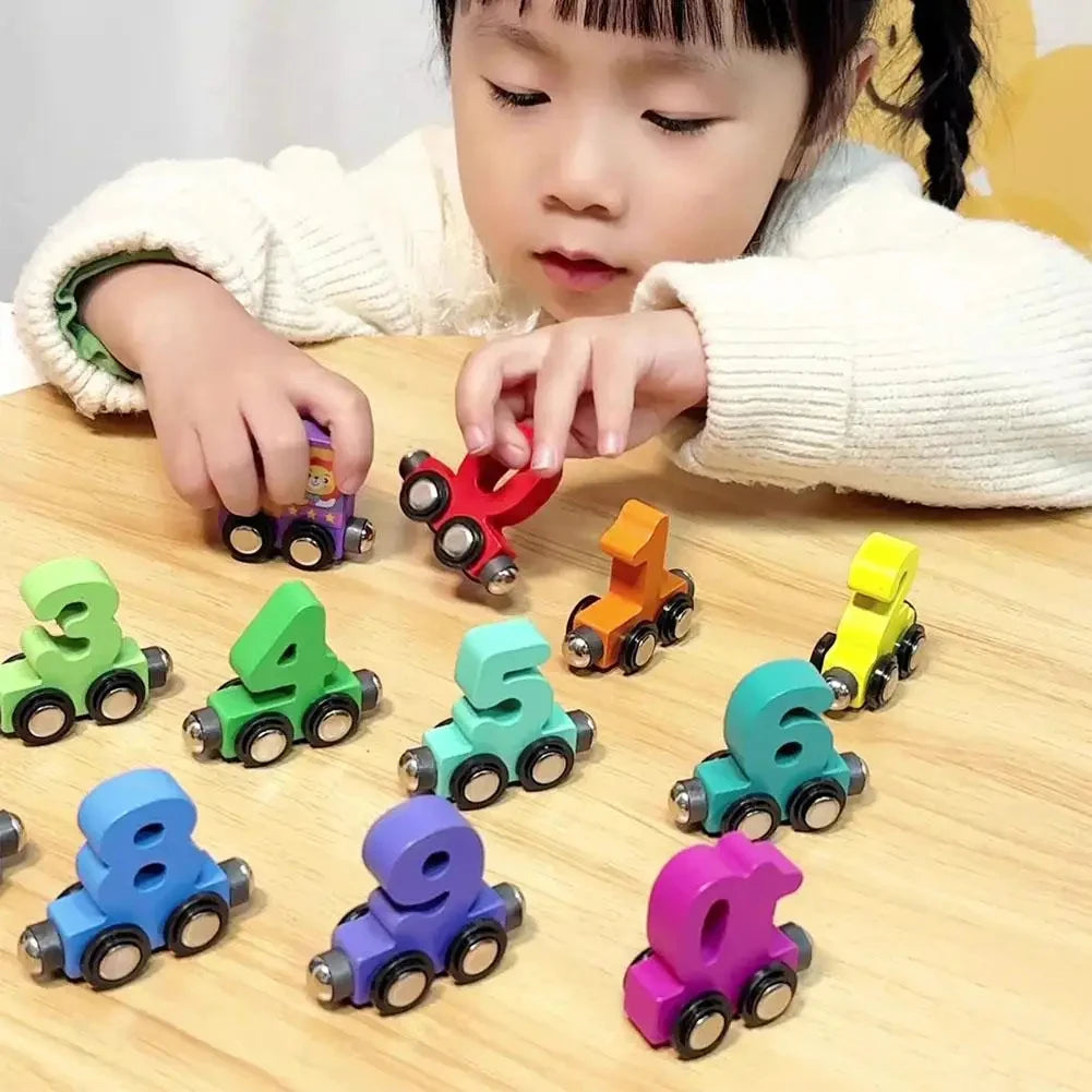 Wooden Magnetic Number Train Set – 0–10 Learning Toy