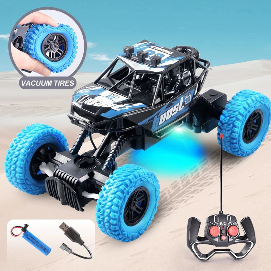 Remote control car with colorful flashing lights, rubber wheels,off-road toy car suitable for children's gifts,random box