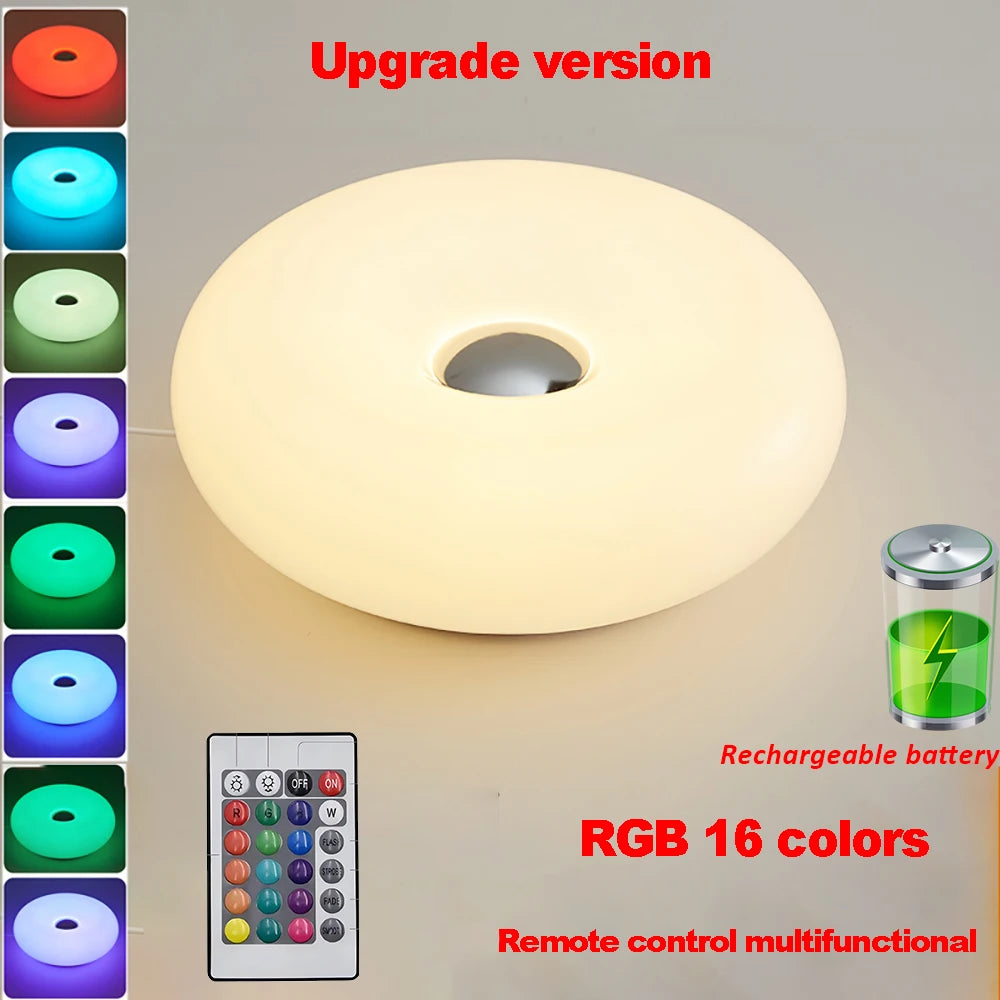 Bauhaus Table Lamp USB Plug Bedroom Bedside Lamp Living Room Dining Room Decoration Donut Ambient Light