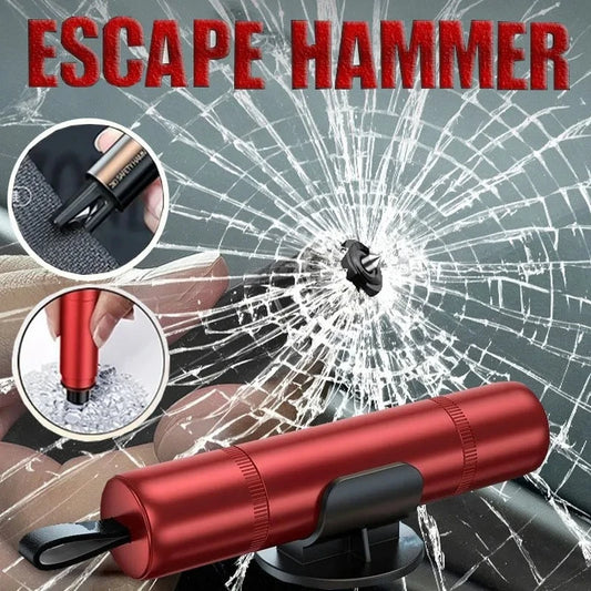 2-in-1 Car Safety Hammer – Emergency Window Breaker & Seat Belt Cutter