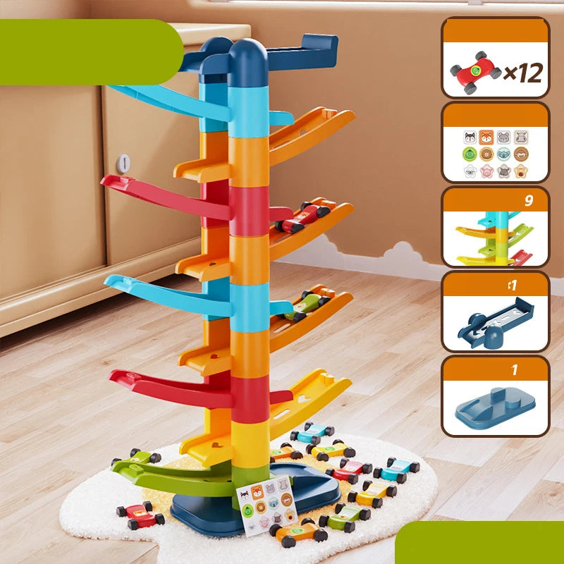 Inertia Car Track Toy – Multi-Layer Cartoon Racing Track for Kids
