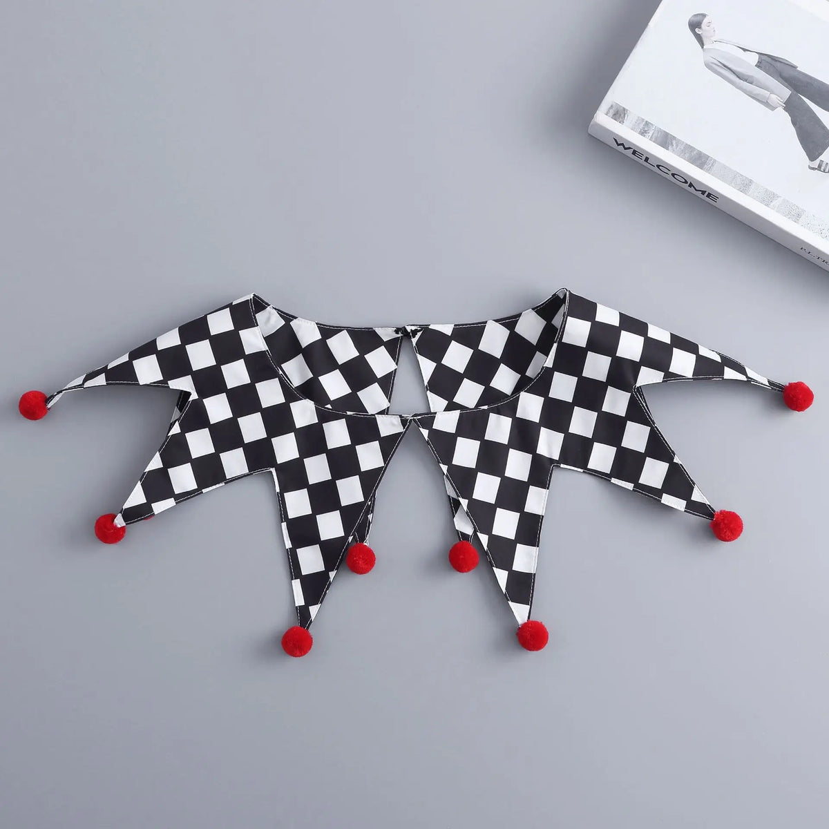 New Halloween Clown Collar Black and White Plaid Fake Collar European and American Men and Women Clown Costume Accessories