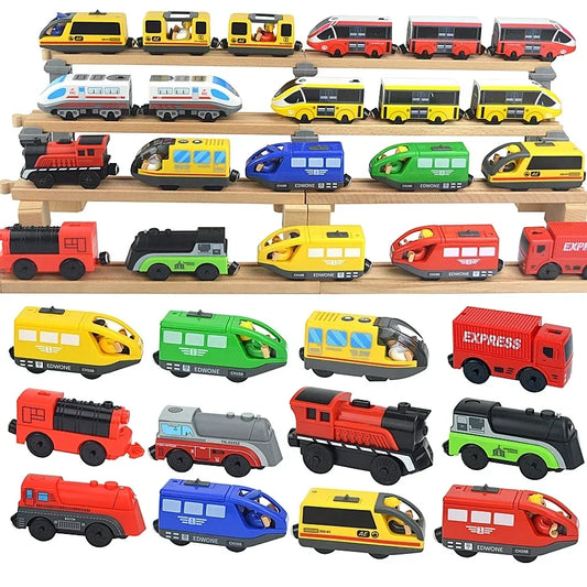Wooden Train Toy Set Magnetic Railway Track Electric Train