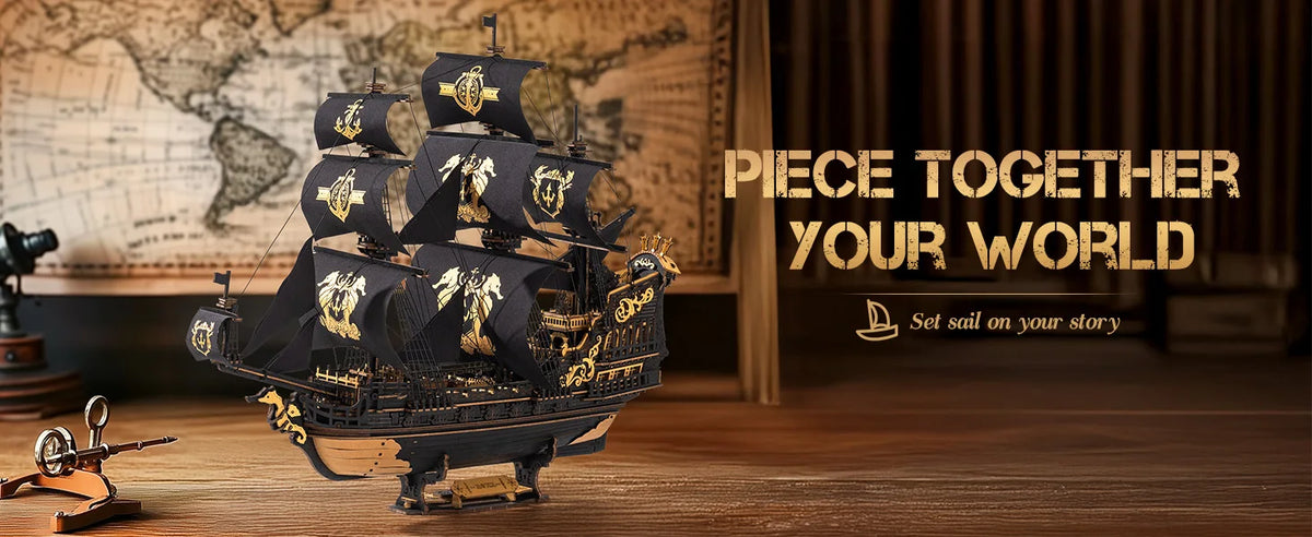 Wooden Sailing Ship Model Kit 3D Seahorse Barque Puzzle