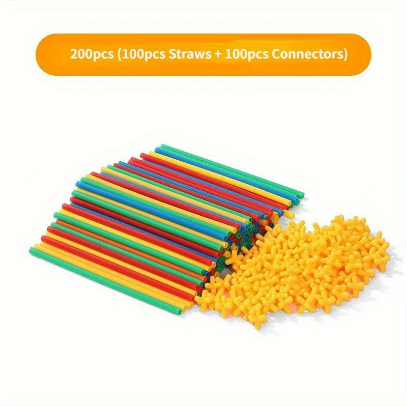 Straw Building Blocks Construction Toy for Kids