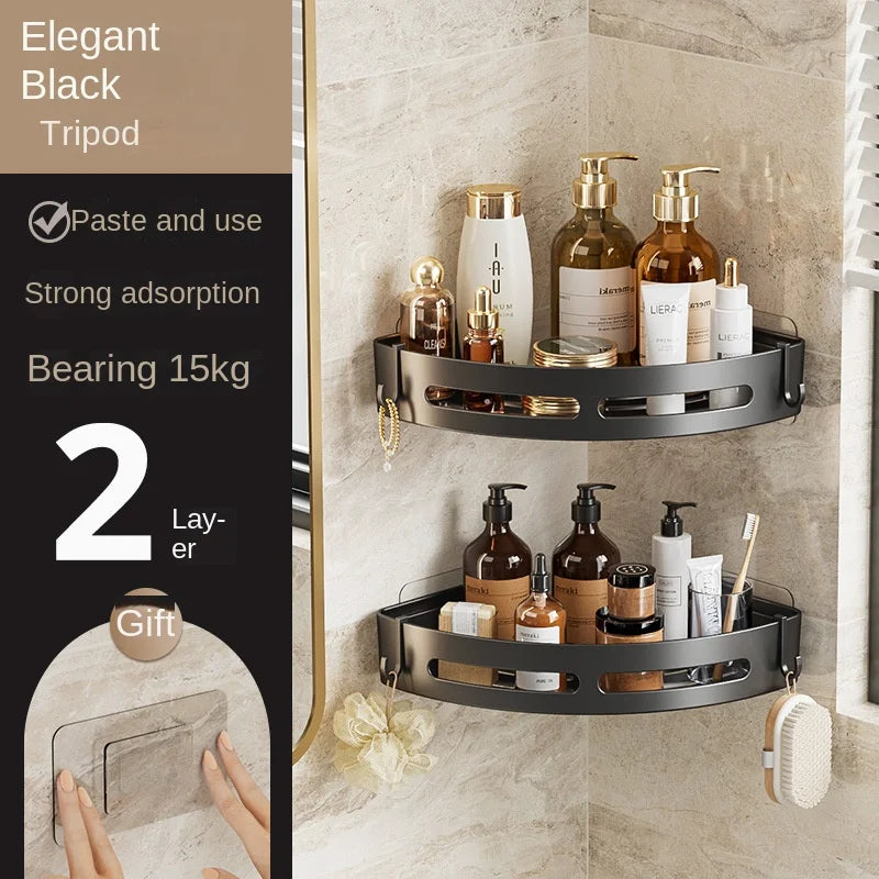 No Drill Bathroom Shower Caddy – Adhesive Corner Shelf