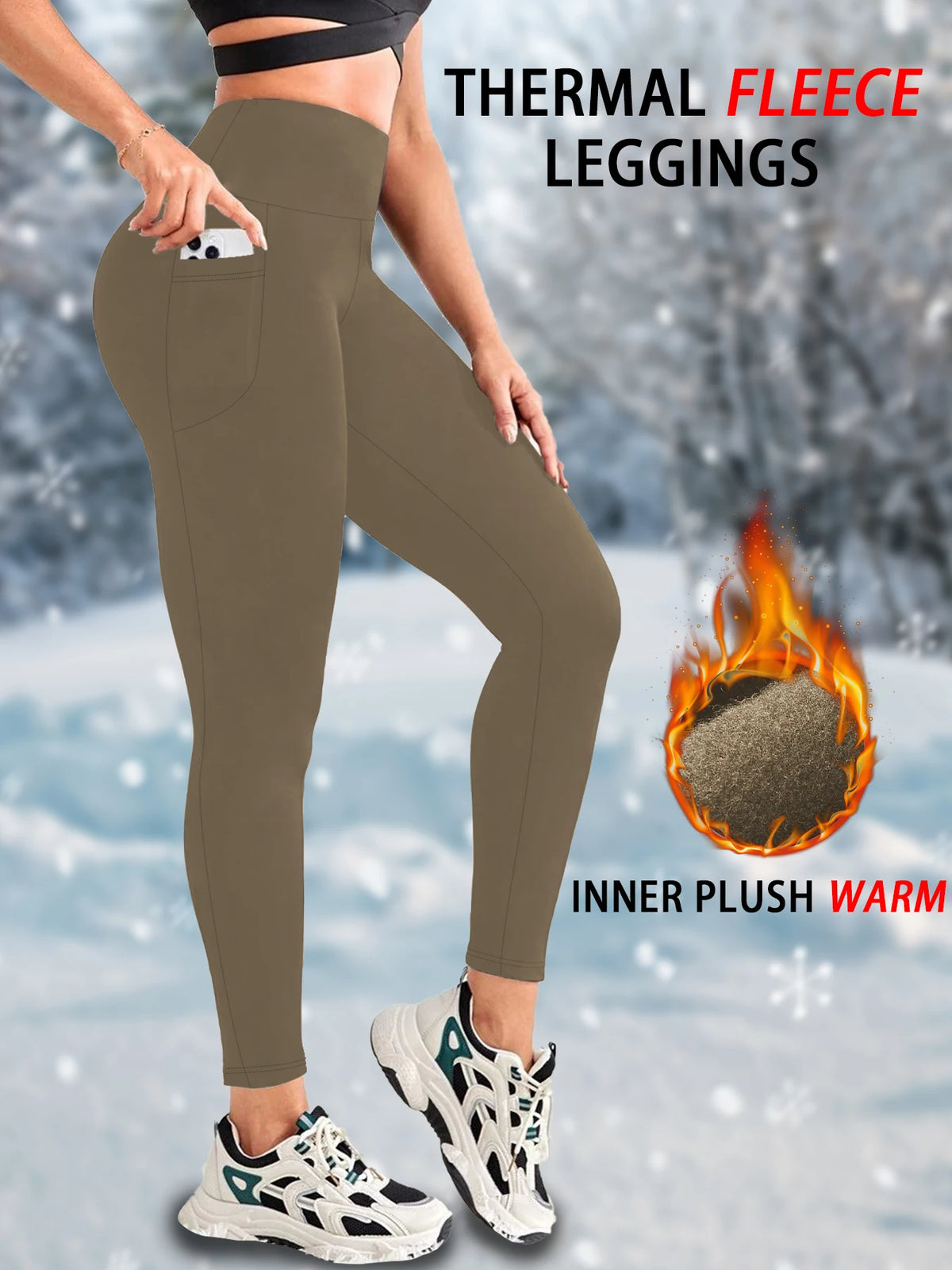 Women's Fleece Lined Leggings – High Waisted Thermal Winter Pants