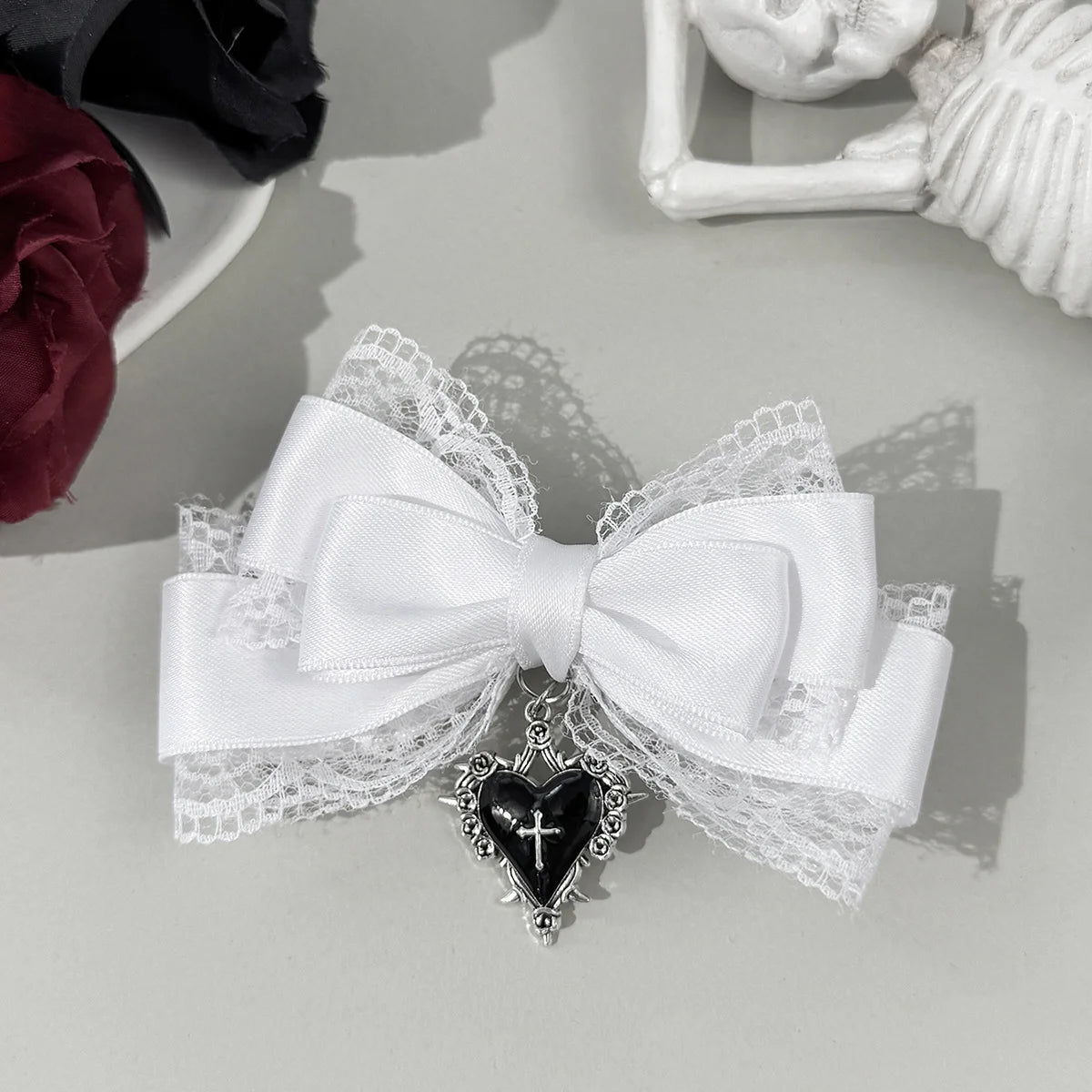 A feminine statement accessory for adding a romantic, gothic touch to everyday and occasion hairstyles.