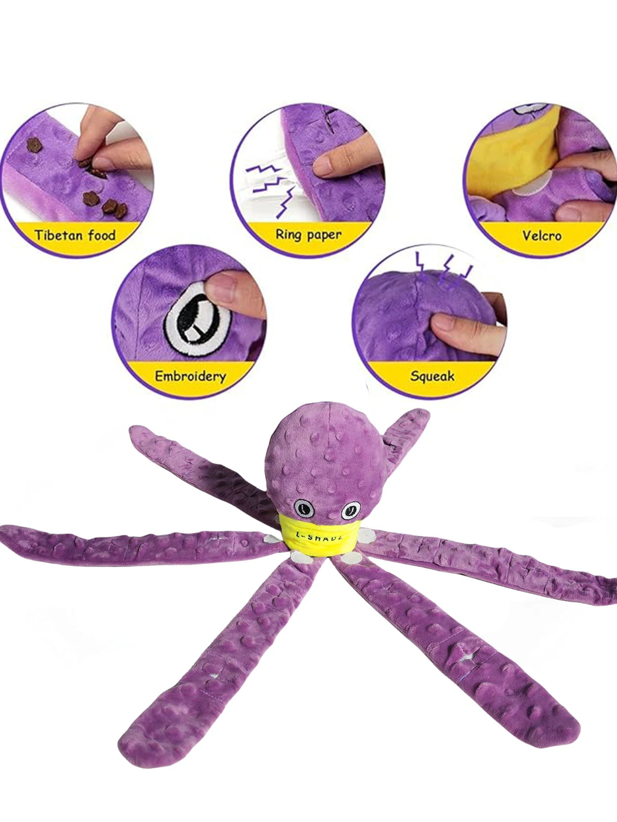 Dog Snuffle Toy – Plush Octopus Puzzle & Slow Feeder