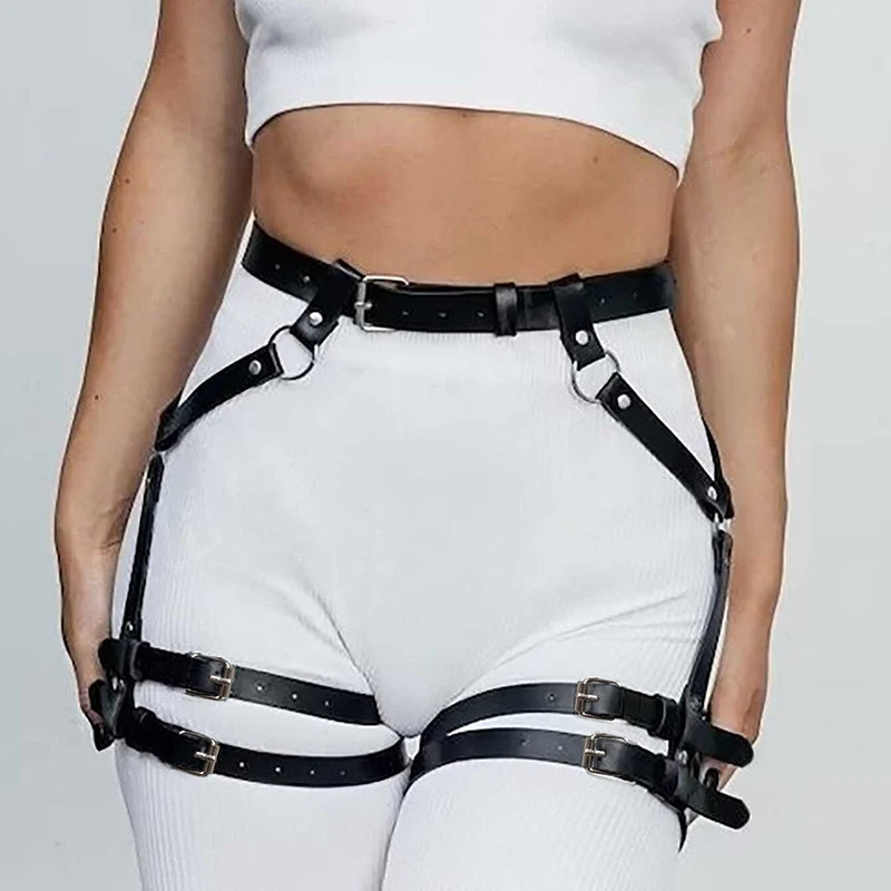 Gothic-style Lady Decorative Belt, Sexy Double-layer Leg Belt One-piece Belt, Halloween Role-playing Belt Accessory