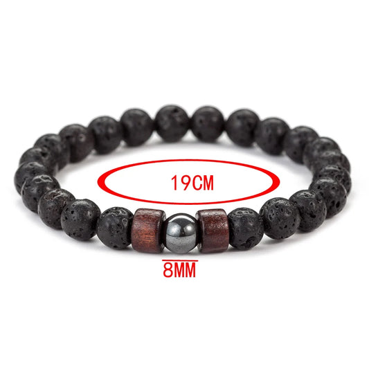Lava Stone Bracelet – Handmade Volcanic & Wooden Bead Bracelet