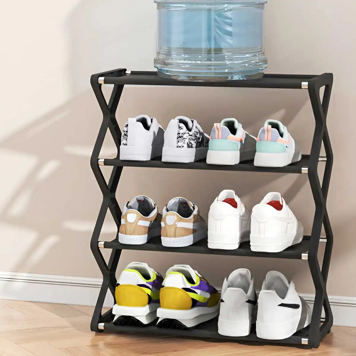 4-Tier X-Shaped Shoe Rack – Foldable Dustproof Organizer for Entryway & Bedroom
