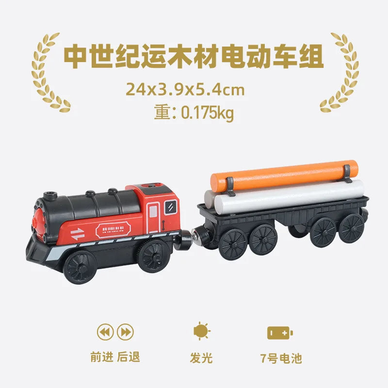 Electric Train Set for Wooden Railway Track Kids Model Toy