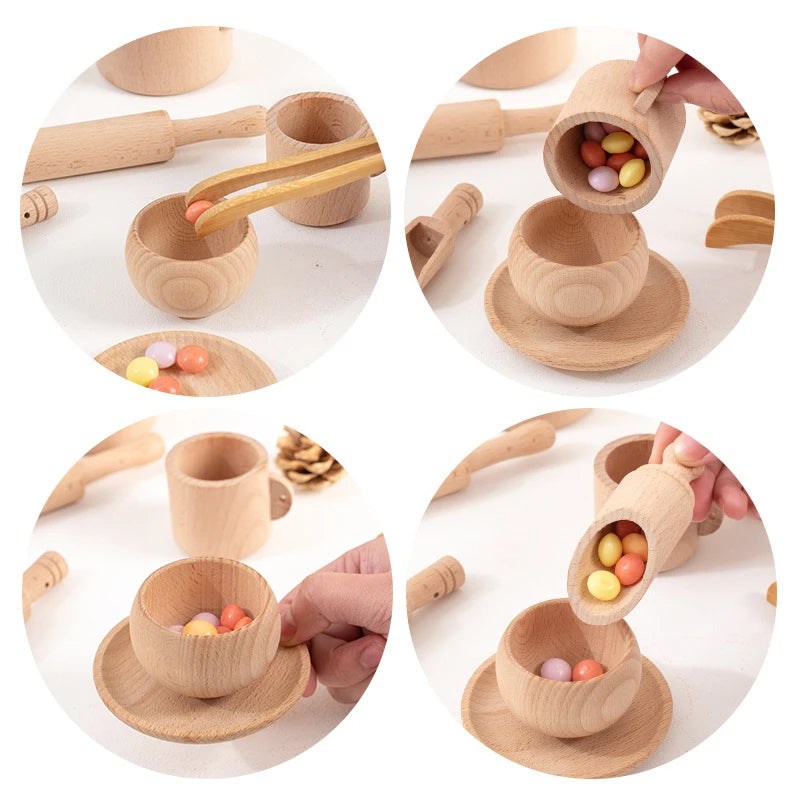 Montessori Wooden Tea Set – Sensory Puzzle & Pretend Play Educational Toy