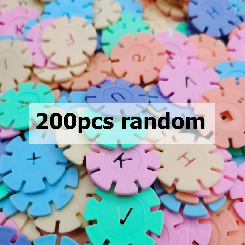 60/100/200pcs Early Education Insert Bag Snowflake Buliding Block Set Baby Puzzle Plastic Assembling Buliding Blocks Toys DDJ