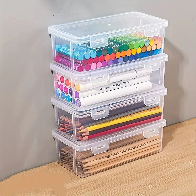 4-Pack Large Clear Plastic Storage Boxes with Lids – Office & Craft Organizer