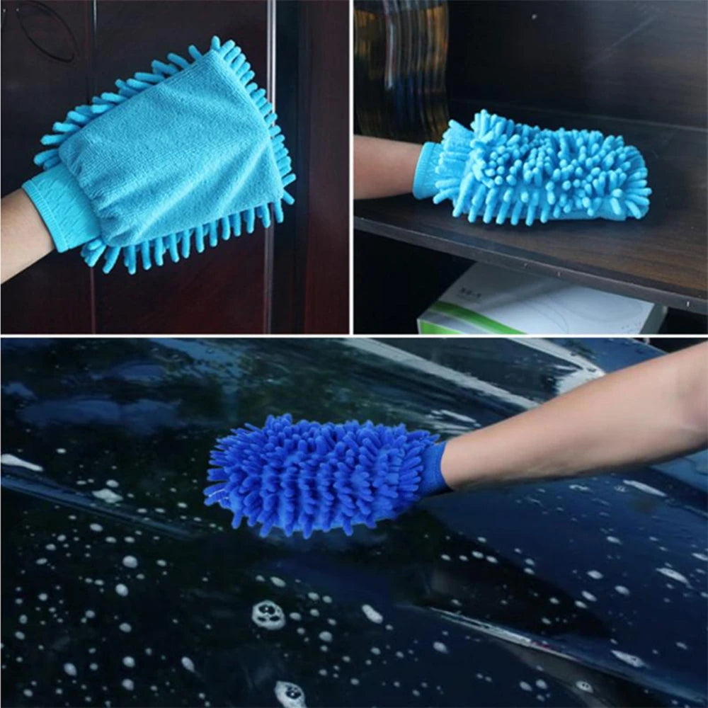 A soft cleaning mitt designed for washing cars, wiping surfaces, and everyday vehicle care.