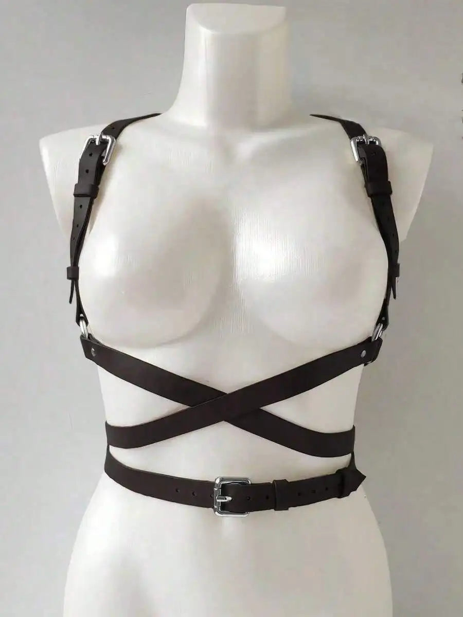 Women Adjustable PU Leather Thigh Garter Belt Leg Harness Fashion Accessory for Women Halloween Costume Leg Harness