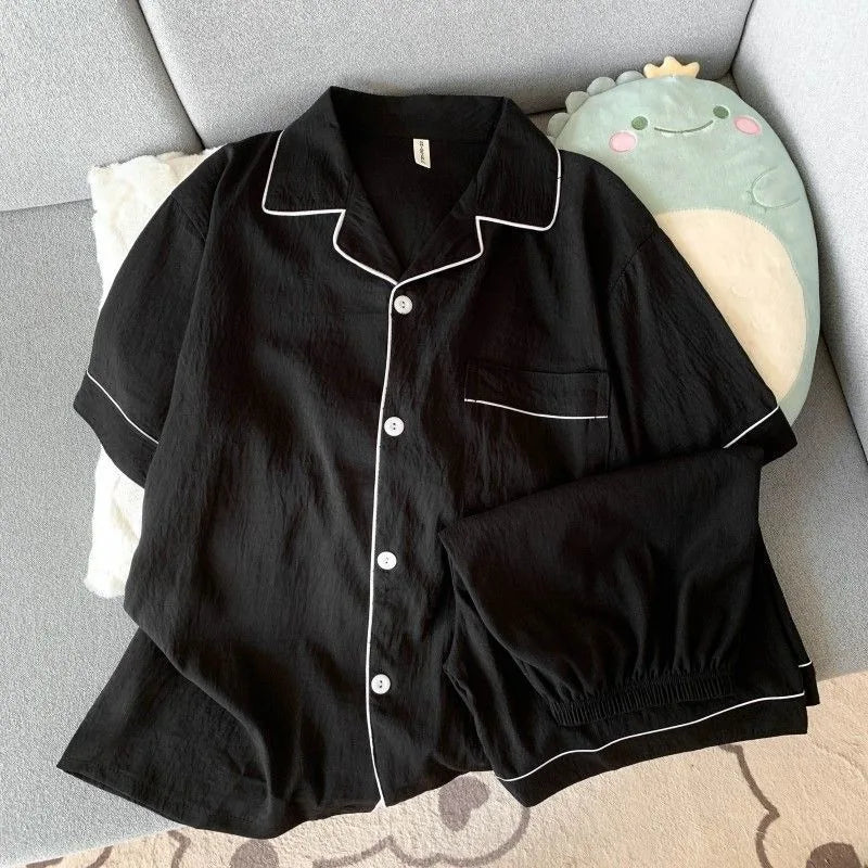 Men's Slim Fit Pajama Set Short Sleeve Summer Loungewear