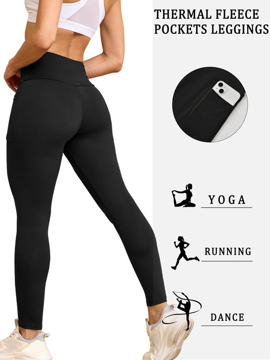 Women's Fleece Lined Leggings – High Waisted Thermal Winter Pants