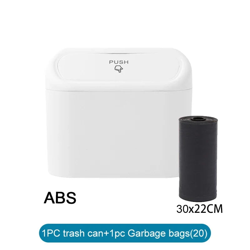 Mini Car Trash Can with Lid & Garbage Bags, Leak-Proof Auto Bin