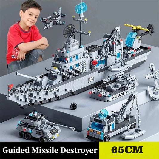 65CM Navy Warship Building Blocks – 6-in-1 Army Ship Model