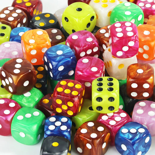Acrylic Dice Set 10 Piece 16mm Marble D6 Game Dice