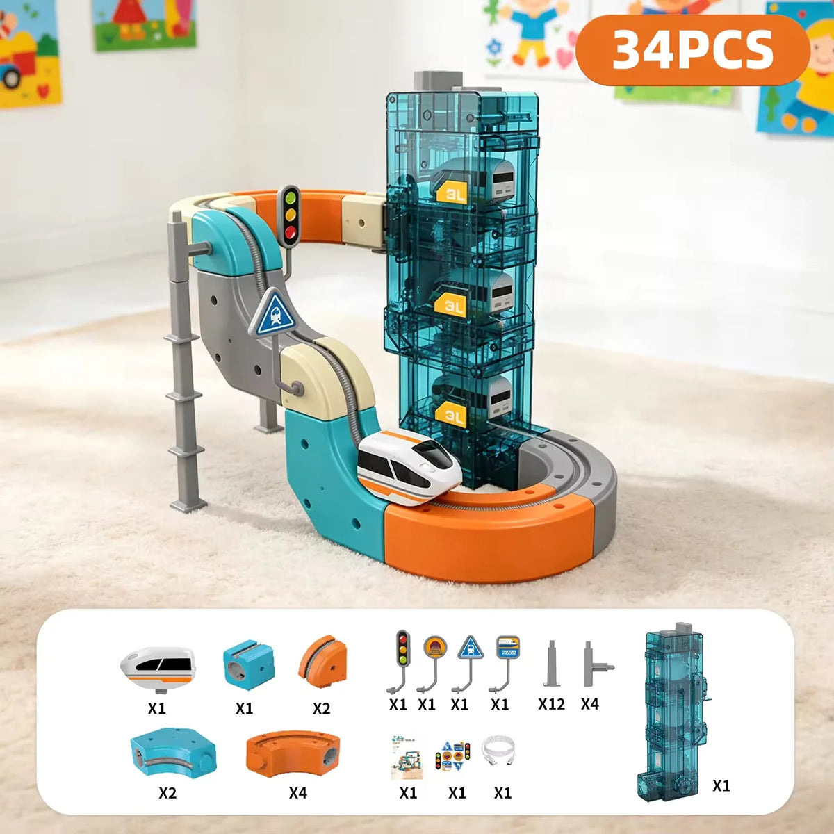 Children Magic Track Train Electric Assembled Building Blocks Magnetic Rail Car Maze Educational Toys for Kids Christmas Gifts