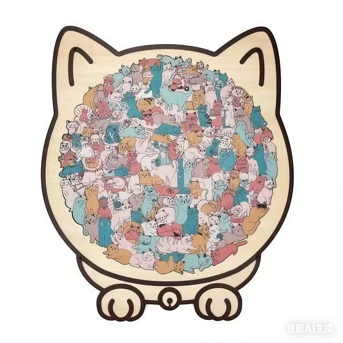 Cat Shape Wooden Puzzle with Stand – Unique Animal Jigsaw