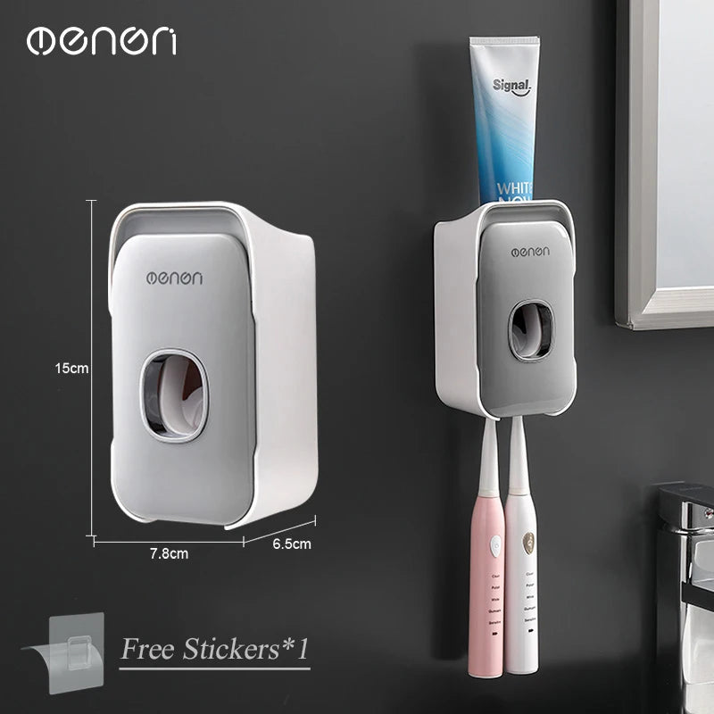 Wall-Mounted Toothpaste Dispenser – Punch-Free Toothbrush Holder