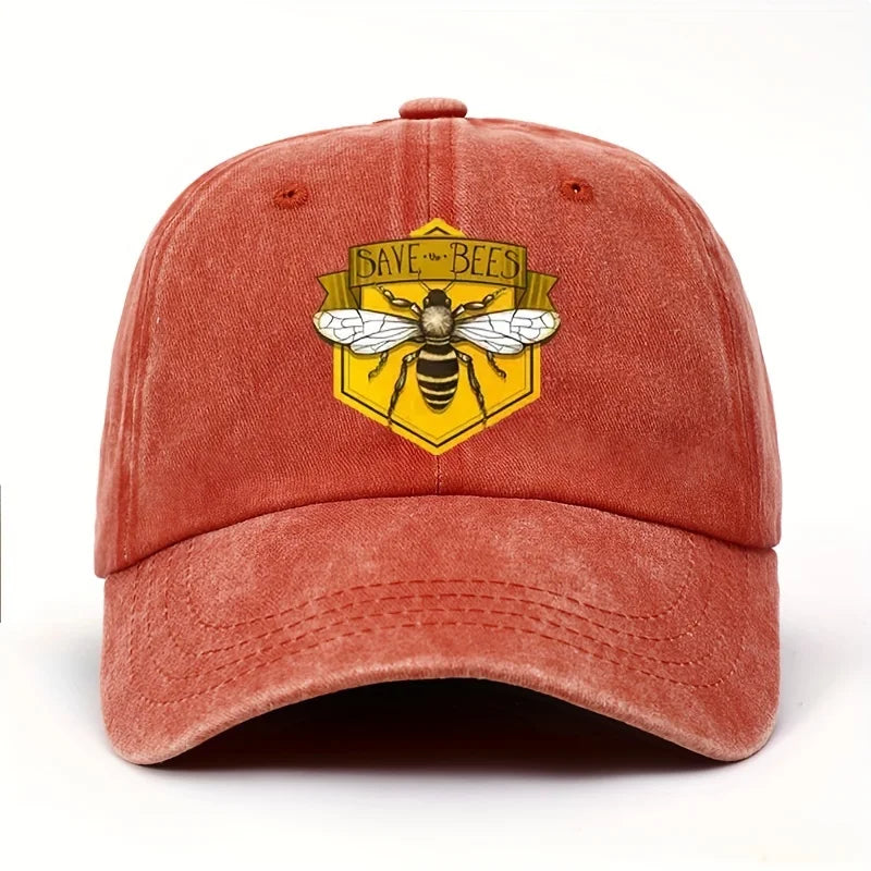 Bee Print Baseball Cap Adjustable Unisex Sun Hat for Outdoor Wear