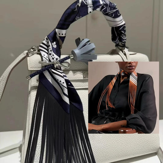 Tassel Scarf Fashion Design Women Scarf Brand Silk Scarf Hair Headband Foulard Skinny Bag Scarves Neckerchief Handbag Decoration