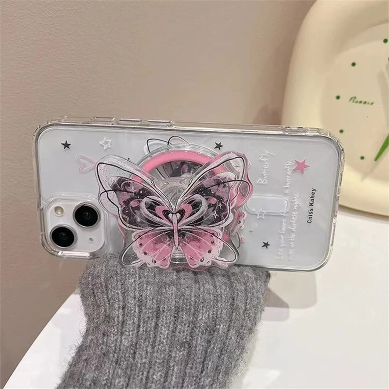Cute Butterfly Magnetic Phone Grip Stand for MagSafe iPhone