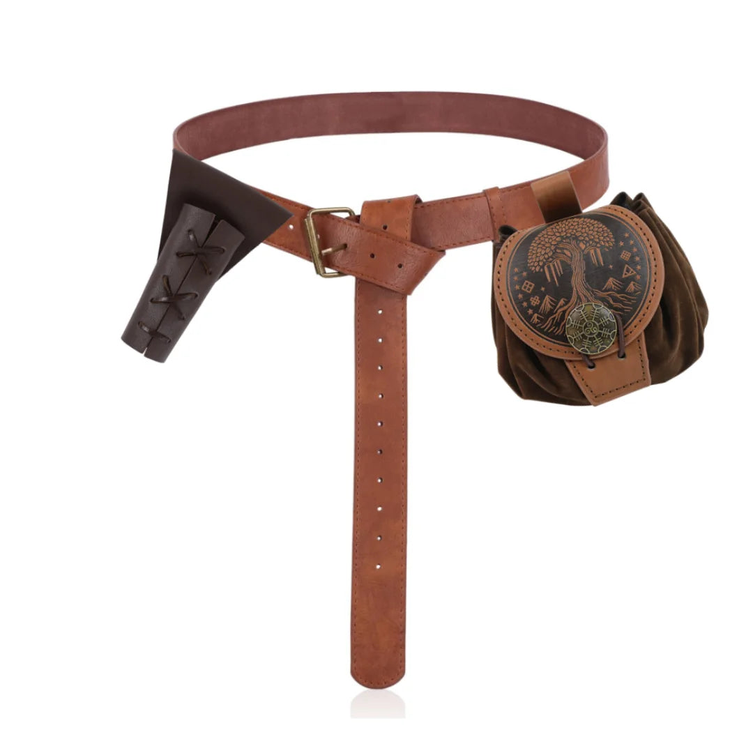3PCS/1PCS MedievalCosplayLeather Belt Copper Coin Waist Bag Renaissance Dress Steam Belt Role Playing Halloween Belt Set Cosplay