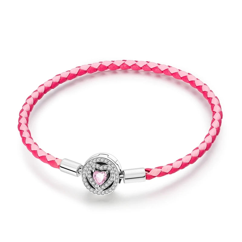 925 Sterling Silver Heart Bracelet with Zircon Accent