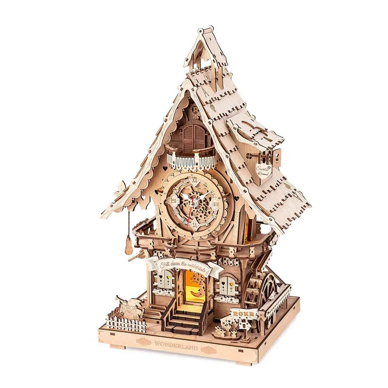 Cuckoo Clock Wooden Puzzle Kit 3D DIY Mechanical Clock Model