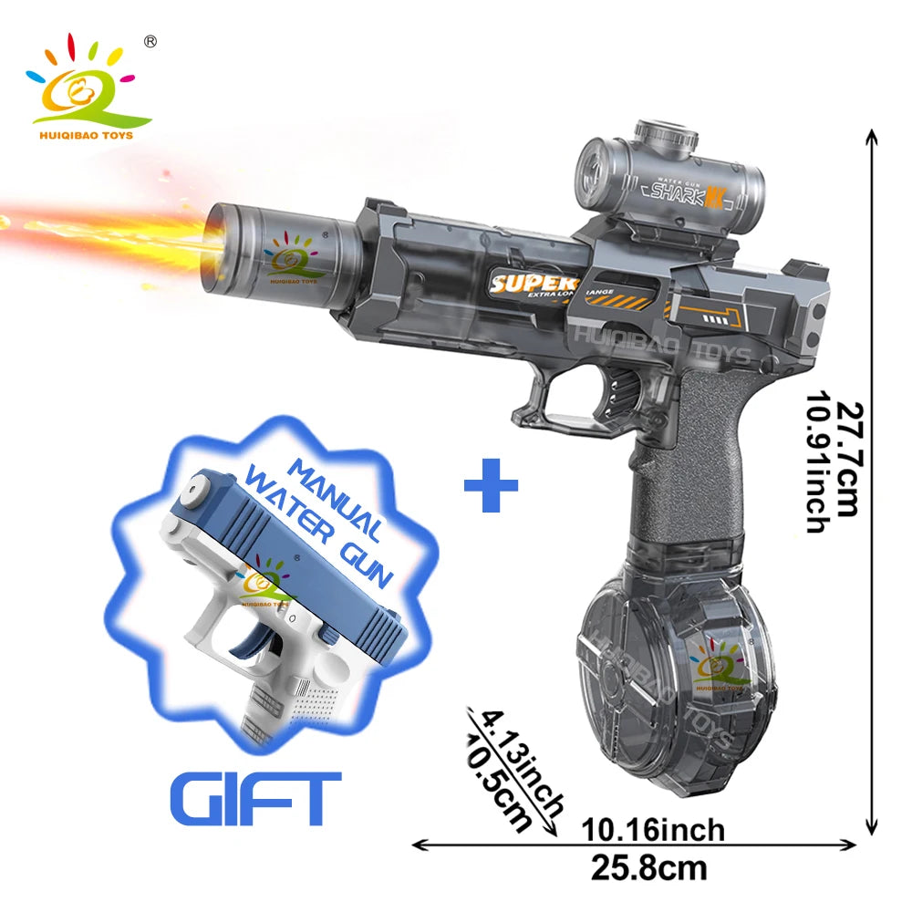 A rechargeable water blaster made for exciting pool, beach, and outdoor water games.