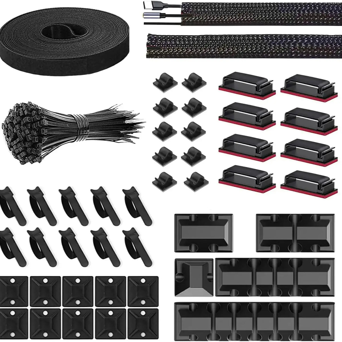 146 Pcs Cable Organizer Set – Adhesive Clips, Ties & Wire Management Kit
