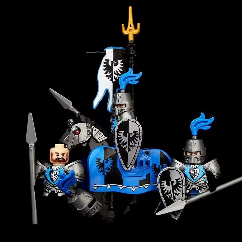 Medieval Castle Building Blocks Wolf Warrior Crusader Knight Figures Set