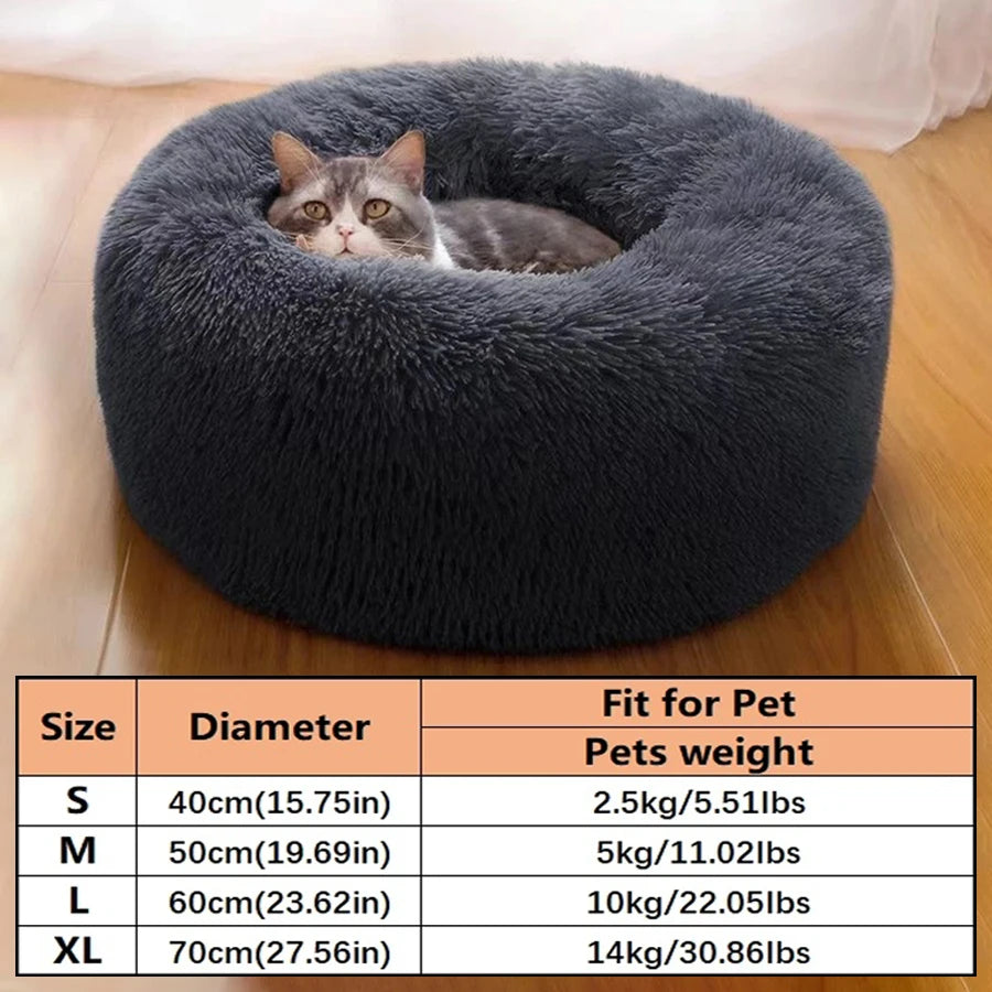 Donut Cat Bed – Plush Washable Round Pet Bed for Dogs