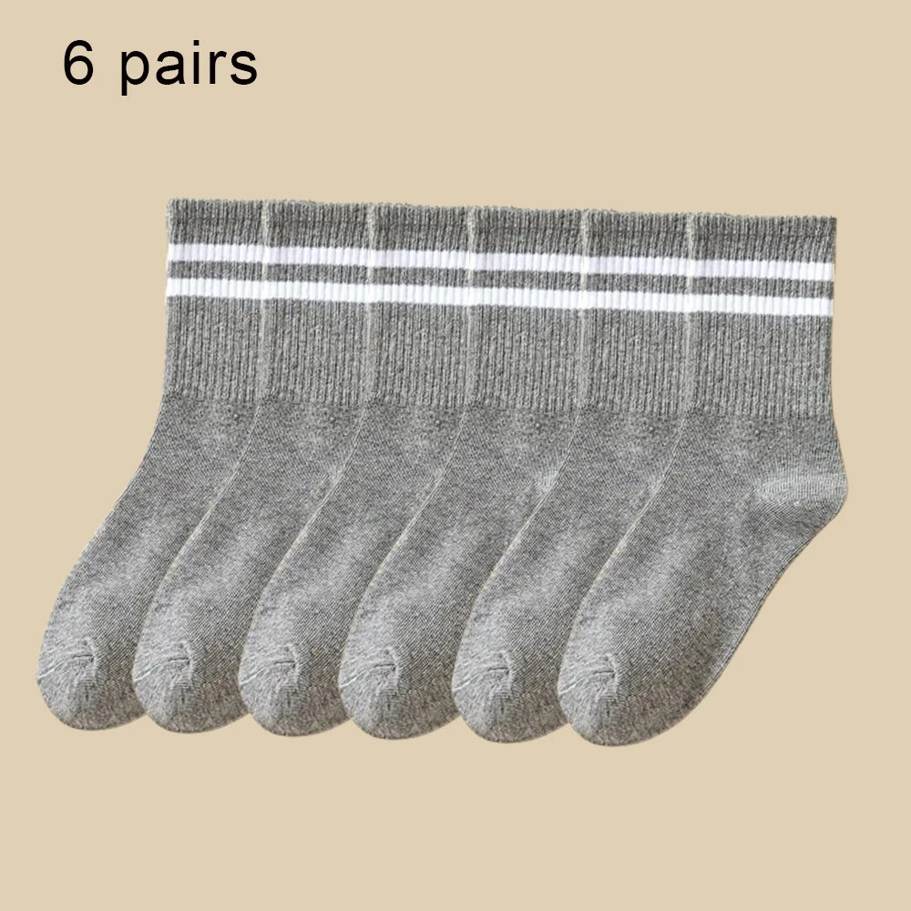Crew Socks Breathable Mid Tube Sports Socks 3-6 Pairs