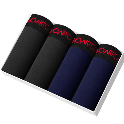 Men's Cotton Boxer Shorts 4PCS Soft Stretch Underwear Set