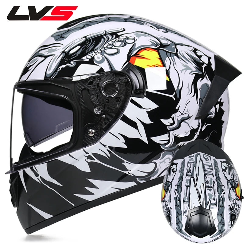 Full Face Motorcycle Helmet DOT Dual Visor Racing Helmet